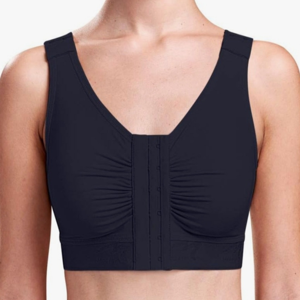 Marena Recovery Flex fit Shirred Front Bra 38 B/C Black New sealed in pkg
